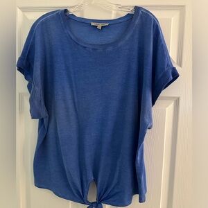 Blue Shirt With Knot In Front